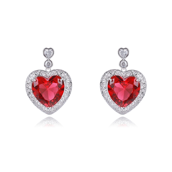 Picture of Need-Now Red Cubic Zirconia Dangle Earrings Exclusive Online