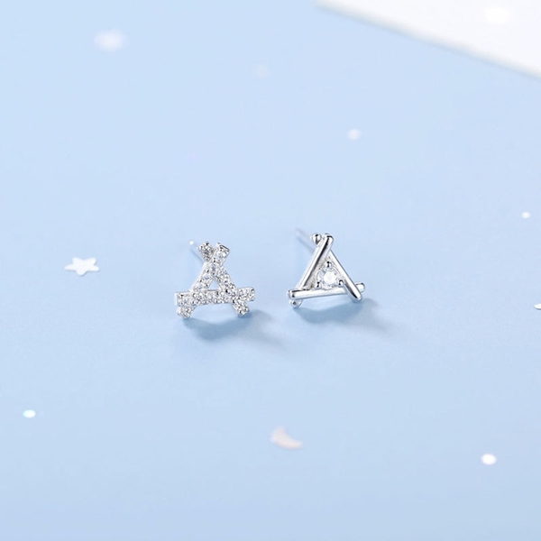 Picture of 925 Sterling Silver White Stud Earrings with Full Guarantee