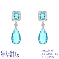 Picture of New Cubic Zirconia Platinum Plated Dangle Earrings