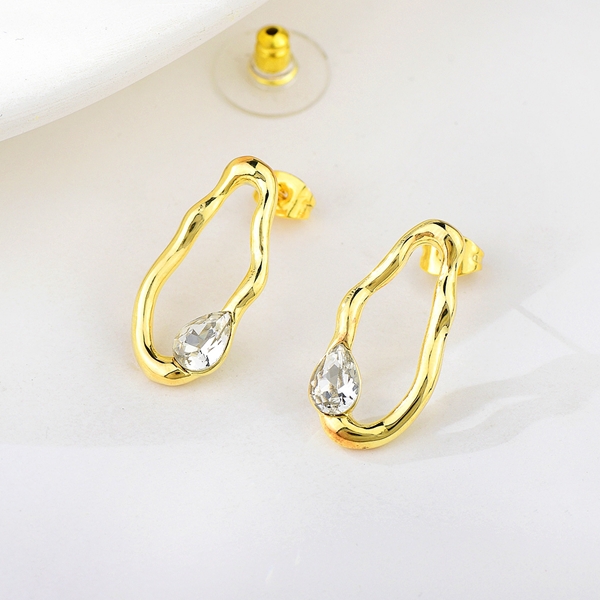 Picture of Popular Artificial Crystal Copper or Brass Big Stud Earrings