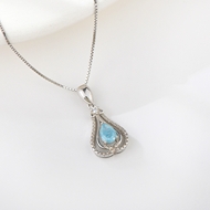 Show details for Low Cost Platinum Plated Blue Pendant Necklace with Low Cost Show details for Low Cost Platinum Plated Blue Pendant Necklace with Low Cost