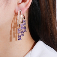 Picture of Irresistible Purple Gold Plated Dangle Earrings For Your Occasions