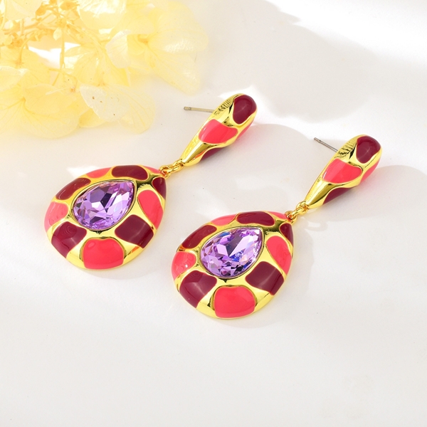 Picture of Zinc Alloy Purple Dangle Earrings from Certified Factory