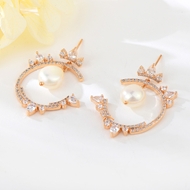 Picture of Trendy Rose Gold Plated Cubic Zirconia Stud Earrings with No-Risk Refund