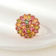 Picture of Good Cubic Zirconia Flower Adjustable Ring