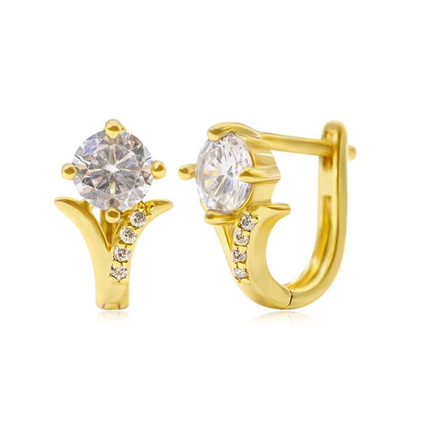 Picture of Most Popular Cubic Zirconia Gold Plated Huggie Earrings