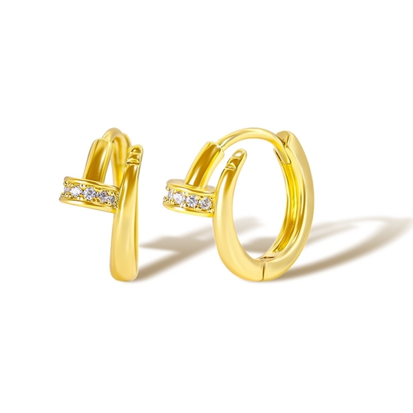 Picture of Inexpensive Gold Plated Copper or Brass Huggie Earrings from Reliable Manufacturer