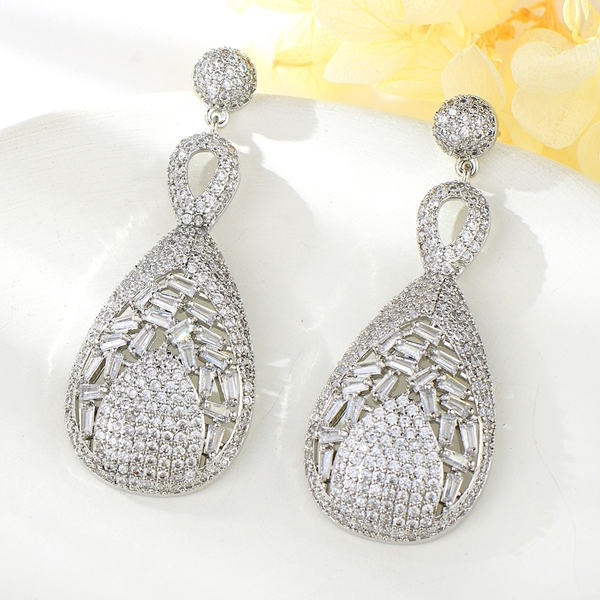 Picture of Purchase Platinum Plated Big Dangle Earrings with Wow Elements