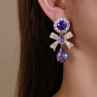 Picture of Bow Purple Dangle Earrings with Beautiful Craftmanship