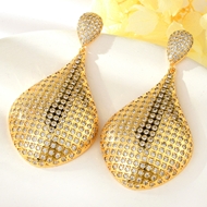 Show details for Trendy Gold Plated Cubic Zirconia Dangle Earrings with Low MOQ Show details for Trendy Gold Plated Cubic Zirconia Dangle Earrings with Low MOQ