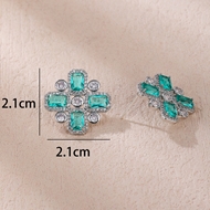 Picture of Great Cubic Zirconia Platinum Plated Big Stud Earrings from Trust-worthy Supplier