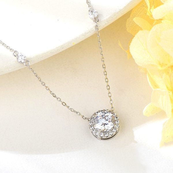 Picture of Filigree Small Cubic Zirconia Pendant Necklace