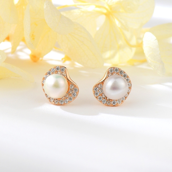 Picture of Recommended White Rose Gold Plated Big Stud Earrings from Top Designer