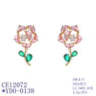 Picture of Impressive Pink Cubic Zirconia Dangle Earrings with Low MOQ