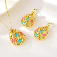 Picture of Low Cost Zinc Alloy Artificial Crystal 2 Piece Jewelry Set with Low Cost