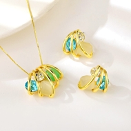 Picture of Popular Artificial Crystal Gold Plated 2 Piece Jewelry Set