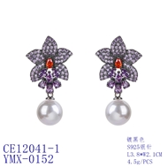 Picture of Most Popular Cubic Zirconia Gunmetal Plated Dangle Earrings