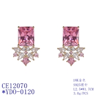 Picture of Luxury Pink Huggie Earrings Online Only