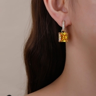 Picture of Irresistible Yellow Luxury Huggie Earrings As a Gift