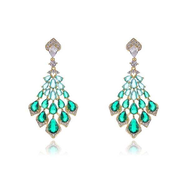 Picture of Luxury Green Dangle Earrings with 3~7 Day Delivery