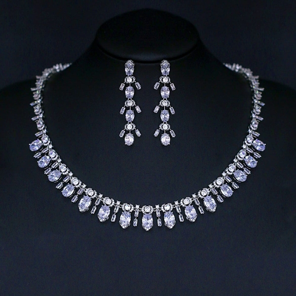 Picture of Charming White Platinum Plated 2 Piece Jewelry Set As a Gift