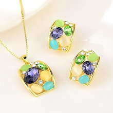Show details for Delicate Geometric Opal 2 Piece Jewelry Set