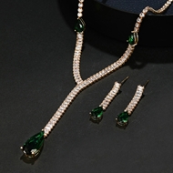 Picture of Great Value Green Cubic Zirconia 2 Piece Jewelry Set in Exclusive Design