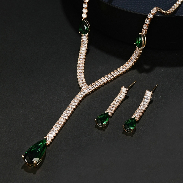 Picture of Great Value Green Cubic Zirconia 2 Piece Jewelry Set in Exclusive Design