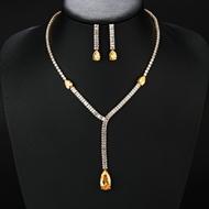 Picture of Best Cubic Zirconia Yellow 2 Piece Jewelry Set