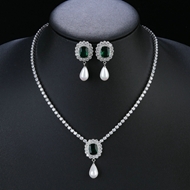 Picture of Popular Cubic Zirconia Green 2 Piece Jewelry Set