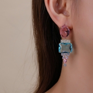 Picture of Unusual Geometric Pink Dangle Earrings