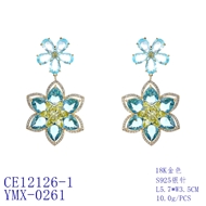 Picture of Beautiful Cubic Zirconia Flower Dangle Earrings