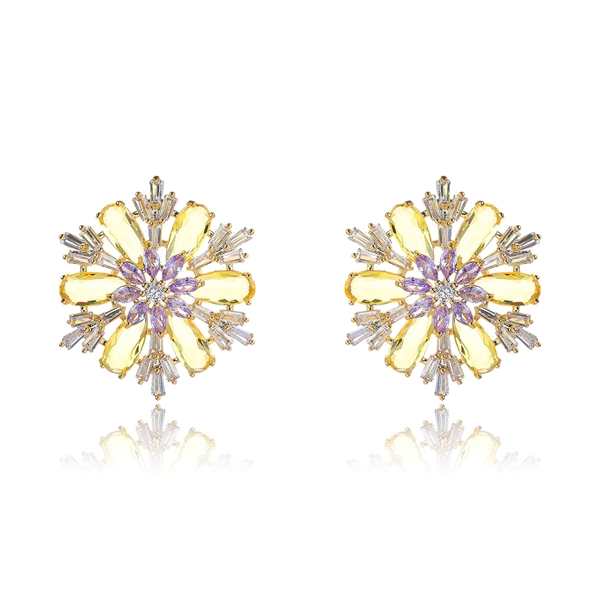 Picture of Good Quality Cubic Zirconia Gold Plated Dangle Earrings