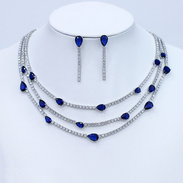 Picture of Fast Selling Blue Fashion 2 Piece Jewelry Set Factory Direct Supply