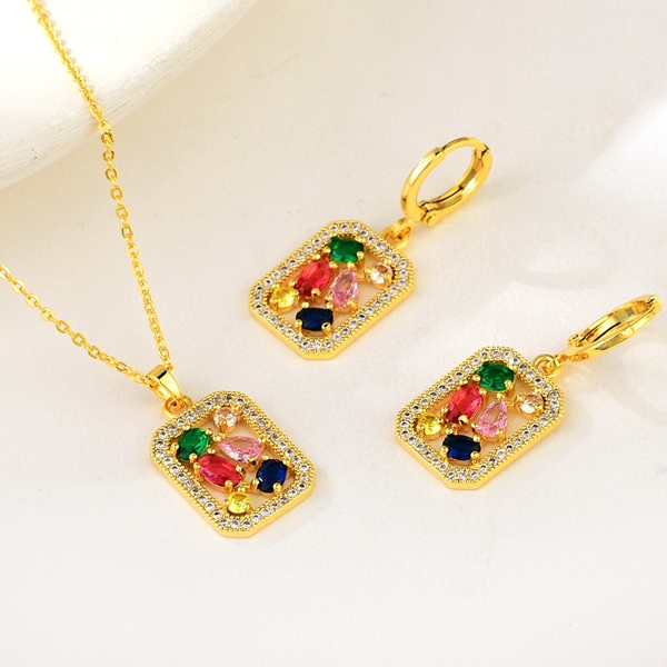 Picture of Distinctive Colorful Geometric 2 Piece Jewelry Set of Original Design