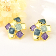 Picture of Featured Purple Enamel Dangle Earrings with Full Guarantee