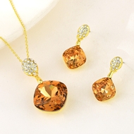 Picture of Brand New Platinum Plated Zinc Alloy 2 Piece Jewelry Set with SGS/ISO Certification