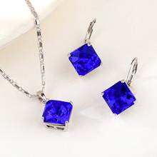 Show details for Low Cost Platinum Plated Blue 2 Piece Jewelry Set with Low Cost Picture of Low Cost Platinum Plated Blue 2 Piece Jewelry Set with Low Cost