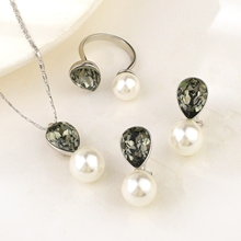 Show details for Nickel Free Platinum Plated Swarovski Element 3 Piece Jewelry Set with No-Risk Refund