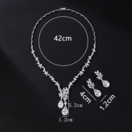 Picture of Good Quality Cubic Zirconia Flowers & Plants 2 Piece Jewelry Set