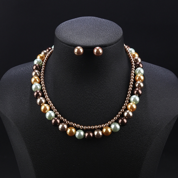 Picture of Amazing Artificial Pearl Colorful 2 Piece Jewelry Set